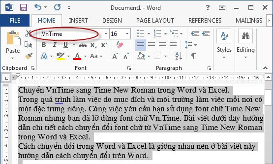 Chuyển font chữ VnTime sang Time New Roman trong Word và Excel ...